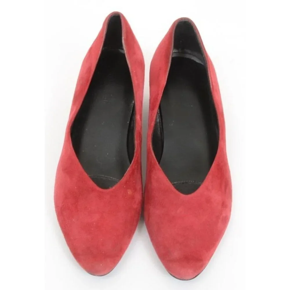 Vaneli Red Suede Leather Fabric Low Heel‎ Career Pumps Slip On Shoes Size 8B